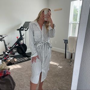 J. Crew Classic-Fit Crisp Cotton Poplin Shirtdress Button Down Belted size S